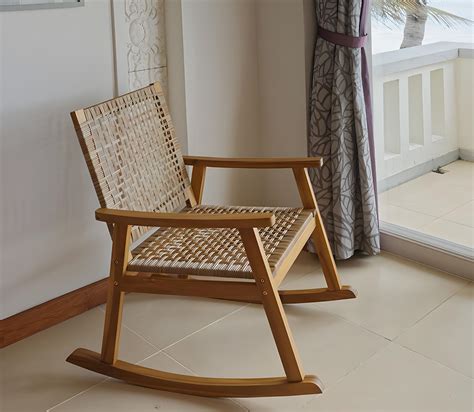 Nordlys Rocking Chair Interieur Exterieur En Acacia Et Corde