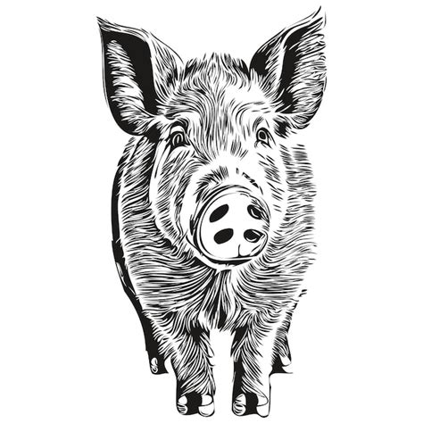 Cerdo vector ilustración línea arte dibujo blanco y negro cerdo