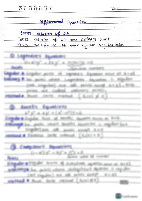 Solution Series Solutions Power Series Frobenius Series Methods Legendre Bassel And Chebyshev