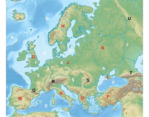 Europe Map (Physical Features) Quiz