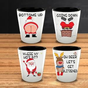 Funny Shot Glasses Christmas Shot Glasses Set White Elephant Gift Idea Christmas Party - Etsy