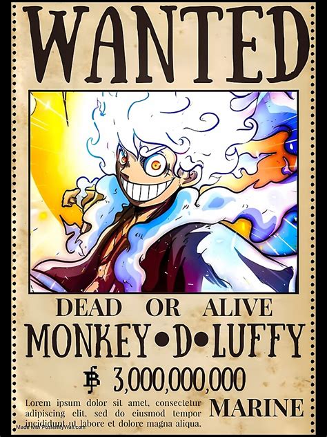 One Piece Luffy Joy Boy Gear Bounty Wanted Arc In One Piece