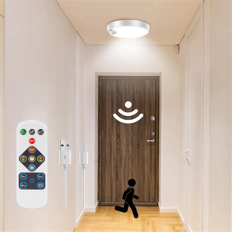 Motion Sensor LED Ceiling Light Dimmbale With Remote Rechargeable LED