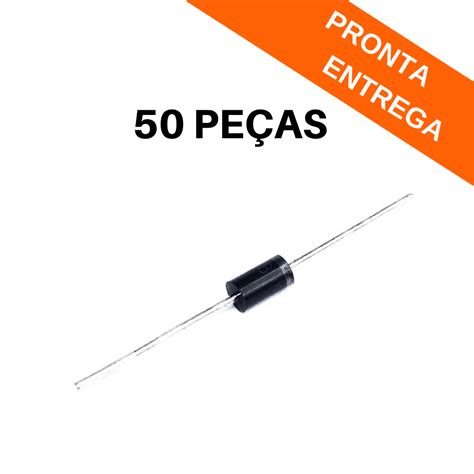 Kit 50 peças Diodo Retificador Ultra Rápido UF5408 1000V 3A DO 41