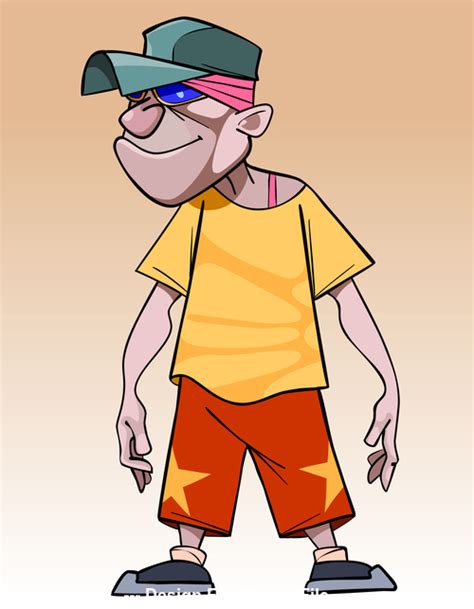 Cartoon Funny Guy In A Cap And Sunglasses Vector Free Download