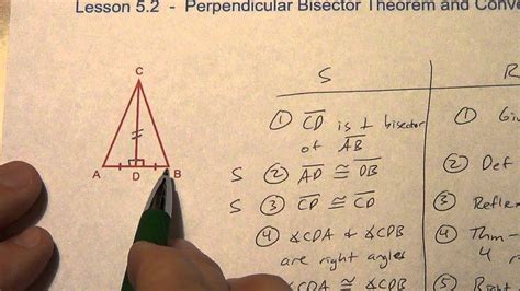 Lesson 5 2 Perpendicular Bisector Theorem And Converse Youtube