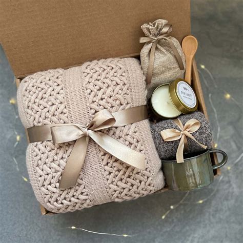 Classy Gift Basket For Women Cozy Gift Box With Blanket Socks Candle