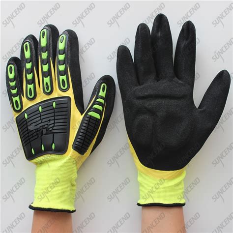 Gauge Polyester Waterproof Double Coating Sandy Nitrile Palm Padded