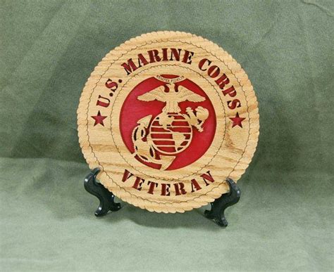 Mini Laser Cut From Oak Us Marine Corps Veteran Desk Plaque A Great T For A Usmc Veteran