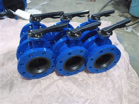 Rubber Lined Awwa C Double Flange Butterfly Valve Short Pattern