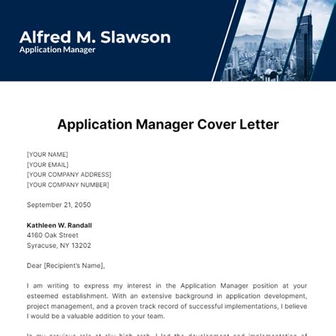 application manager cover letter template  edit
