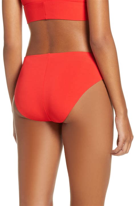 Robin Piccone Ava High Waist Bikini Bottoms In Red Save Lyst