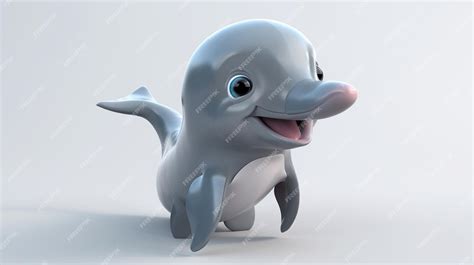 Premium AI Image | A cartoon dolphin with a blue nose and a tail.