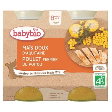 Babybio Petit pot bébé dès 8 mois maïs poulet BABYBIO