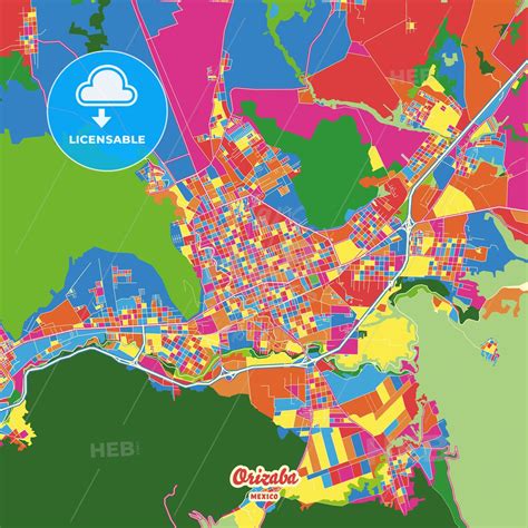 Orizaba, Veracruz, Mexico Crazy Colorful Street Map Poster Template ...