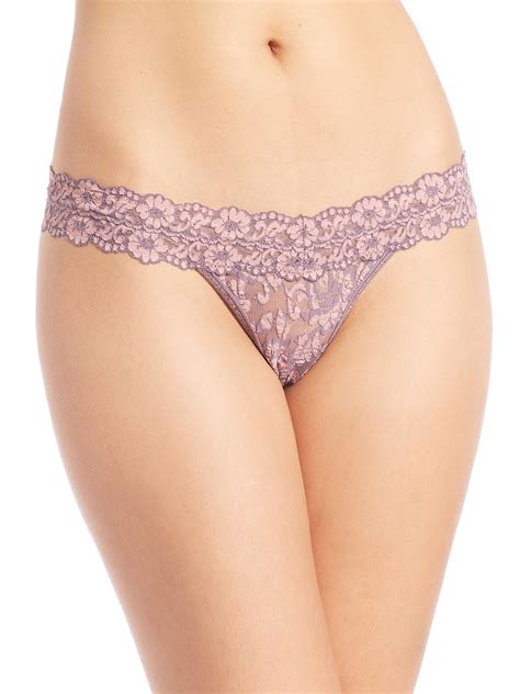 Hanky Panky Cross Dye Low Rise Lace Thong In Purple Dusk Lyst