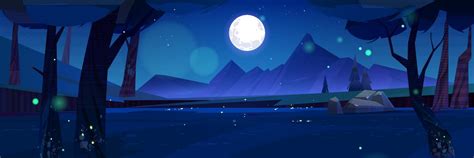 Cartoon nature night time landscape background 13455493 Vector Art at ...