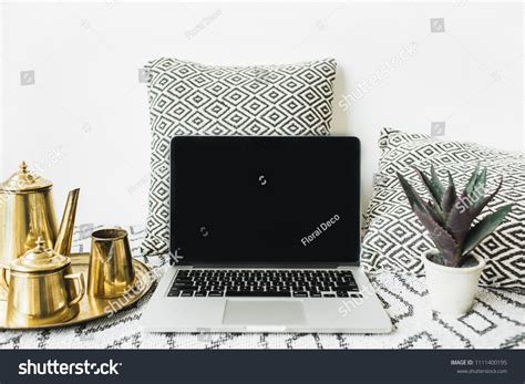 Stylish Front View Home Office Desk Stock Photo (Edit Now) 1111400195