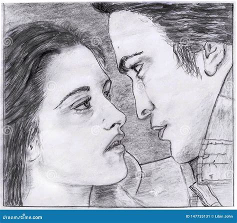 Pencil Drawing of Twilight Saga Movie Scene Stock Illustration ...