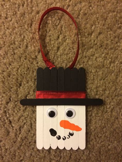 Fun Snowman Ornament To Make Out Of Popsicle Sticks I Used My Sons