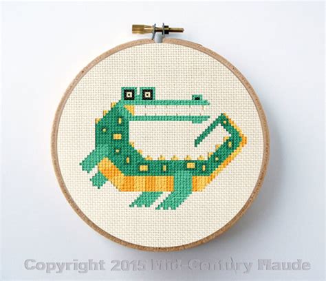 Alligator Crocodile Cross Stitch Pattern Easy Small Inspired Etsy