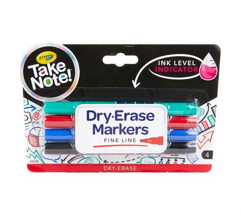 Low Odor Dry Erase Markers, Fine Tip, 4 Count | Crayolla.com | Crayola