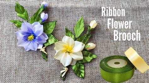 Diy How To Make Satin Ribbon Flowers Brooch Easy Youtube