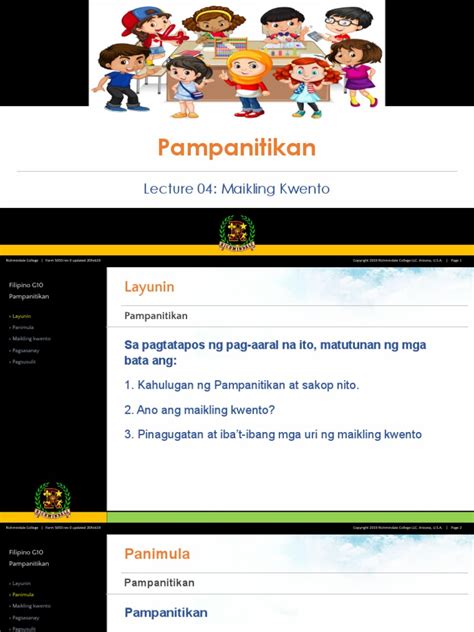 Lp04 Pampanitikan Maikling Kwento Fil G10 Richmindale Rev0 Pdf