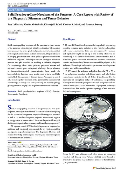 Pdf Solid Pseudopapillary Neoplasm Of The Pancreas A Case Report With Review Of The