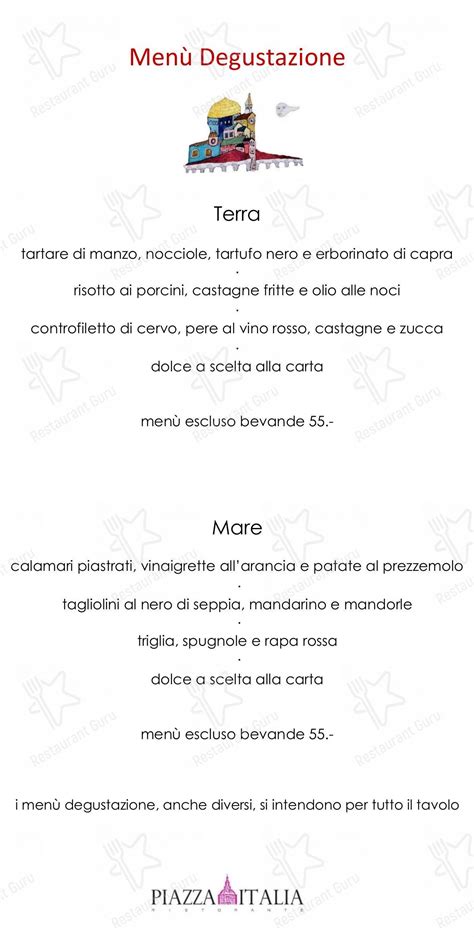 Menu Da Ristorante Piazza Italia Pavia