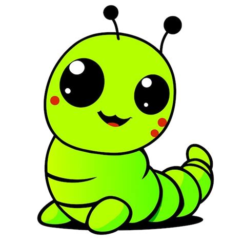 Premium Vector Cute Caterpillar Larva Grub Maggot Hand Drawn Flat