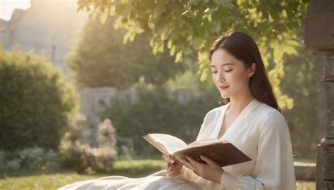 woman reading  book   park   tree seaart ai