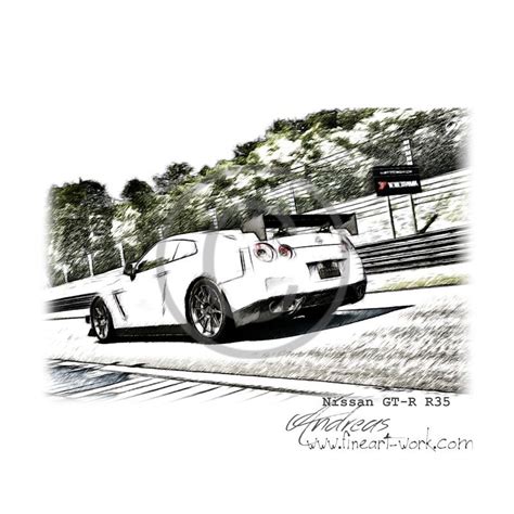 Nissan GT-R R35 by www.fineart-work.com | Pencil Drawing | Nissan gt-r ...