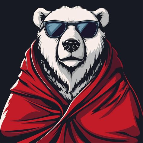 Premium Vector Polar Bear In A Red Scarf And Sunglasses Vector