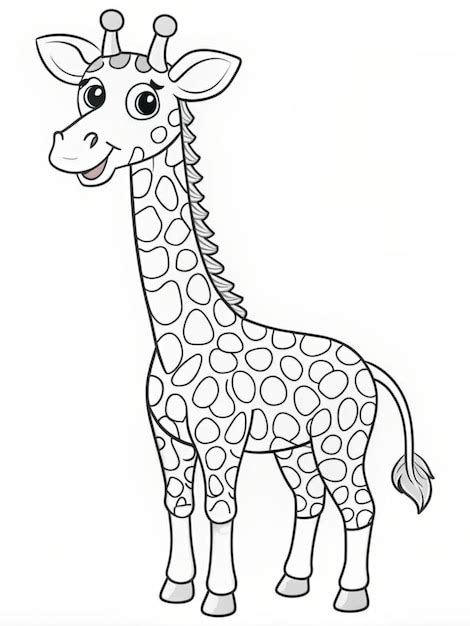 Premium Photo | Little giraffe coloring page for kids