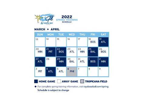 Tampa Rays Spring Training Schedule