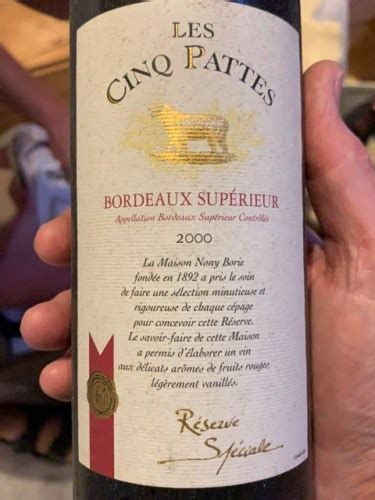 Les Cinq Pattes Réserve Spéciale Bordeaux Supérieur Vivino France