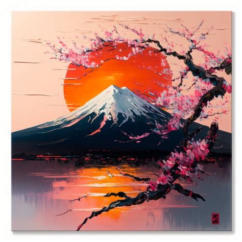 Sunrise Mount Fuji LeodiusArt Paintings Prints Landscapes