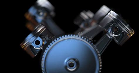 Working Pistons And Crankshafts Inside Camera Fly Through Concept Of