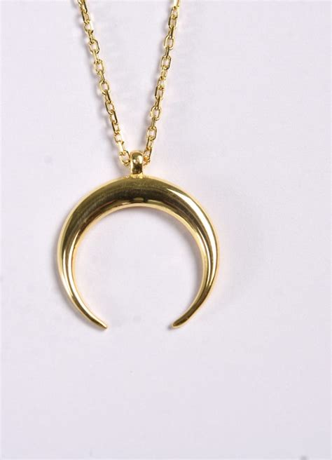 Upside Down Moon Necklace Crescent Moon Necklace Tusk Necklace Rose