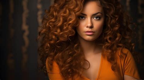 A Model With Luscious Caramel Curls Exuding Warmth And Vibrancy