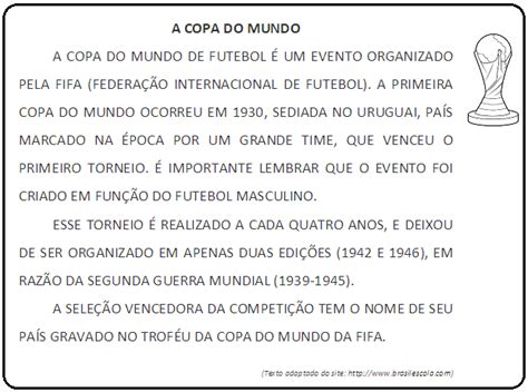 Pedagogia Em Movimento Copa Do Mundo Textos Informativos