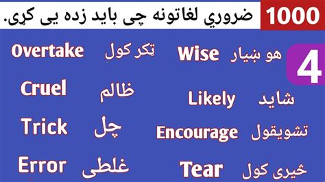 Pashto Top Vocabulary In English English To Pashto Learning Youtube