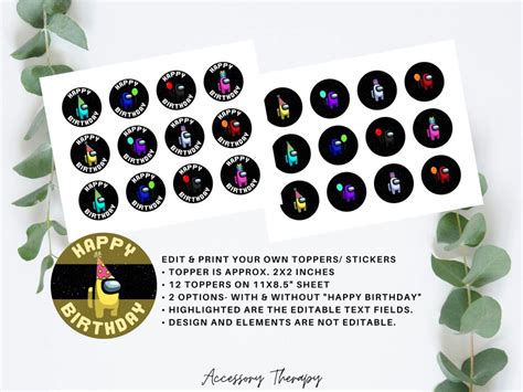 Among Us Alien Gaming Birthday Celebration Party Favor Tags Etsy