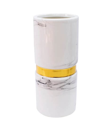 Vaso Porcelana Branca 22x10x10cm YYM18066 2 M Minas De Presentes