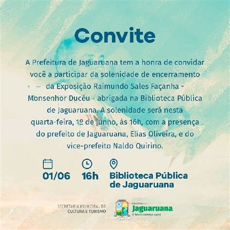 Prefeitura de Jaguaruana convida você a participar da Solenidade de