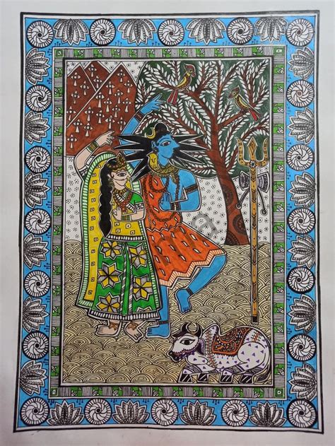 Madhubani Painting Shiva Parvati Madhubani Painting Indian Folk Art