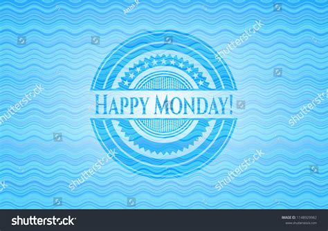 Happy Monday Water Wave Concept Style Badge Royalty Free Stock