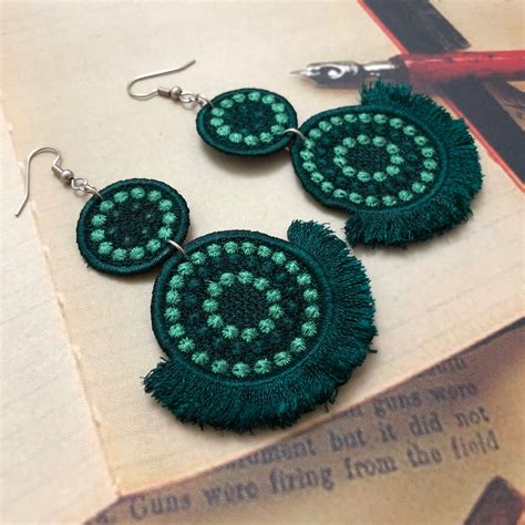 Free Standing Lace Earrings Fringe Machine Embroidery Design Etsy