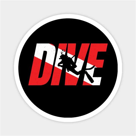 dive sticker on a white and black background